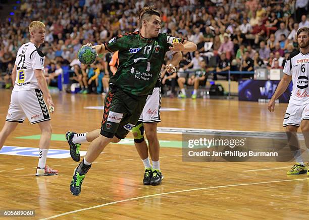 Ignacio Plaza Jimenez of Fuechse Berlin during the game between Fuechse Berlin and the GWD Minden on september 14, 2016 in Berlin, Germany.