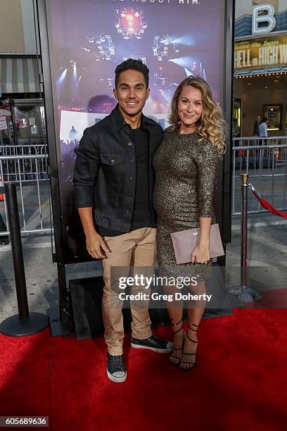 Actors Carlos and Alexa PenaVega attend the Premiere Of Pure Flix Entertainment's "Hillsong: Let Hope Rise" at the Mann Village Theatre on September...