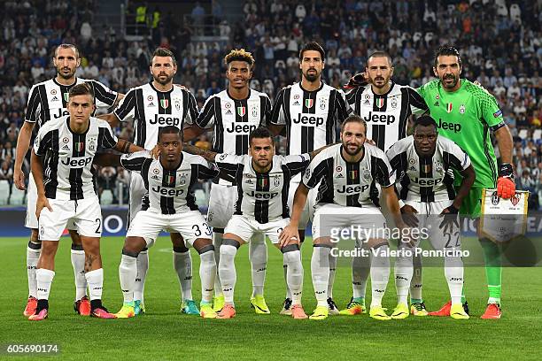 Team of Juventus FC line up during the UEFA Champions League Group H match between Juventus FC and Sevilla FC at Juventus Stadium on September 14,...