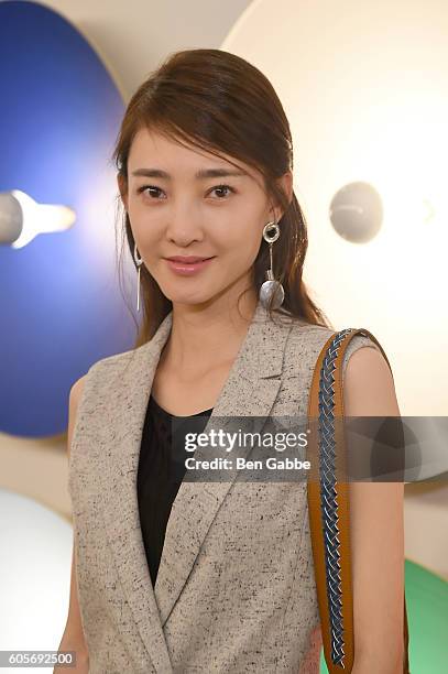 Model walks the runway for the Boss Womenswear fashion show during New York Fashion Week September 2016 at The Gallery, Skylight at Clarkson Sq on...