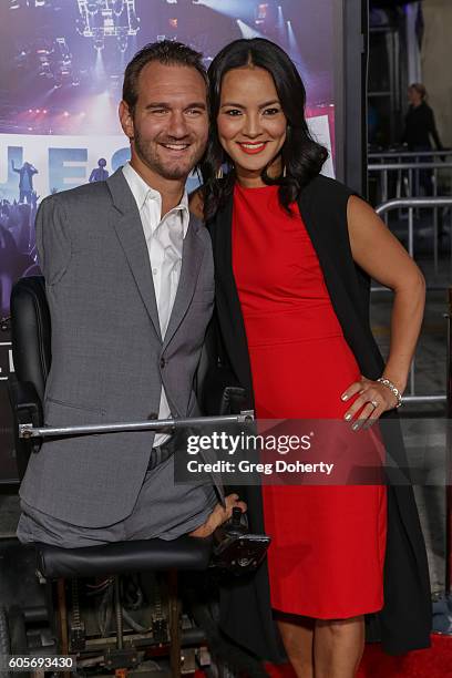 Christian Speaker Nick Vujicic attends the Premiere Of Pure Flix Entertainment's "Hillsong: Let Hope Rise" at the Mann Village Theatre on September...