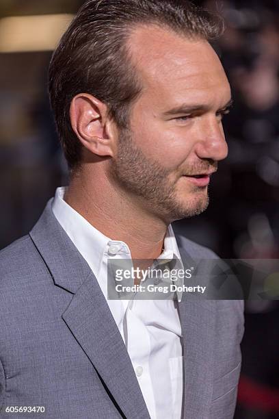 Christian Speaker Nick Vujicic attends the Premiere Of Pure Flix Entertainment's "Hillsong: Let Hope Rise" at the Mann Village Theatre on September...