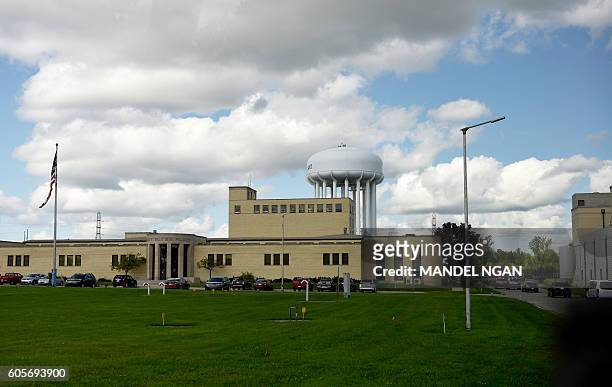 The Flint water plant that was toured by Republican presidential nominee Donald Trump is seen on September 14, 2016 in Flint, Michigan. / AFP /...