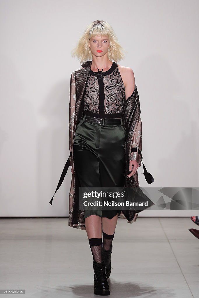 Georgine Raber A model walks the runway for the Georgine fashion show during New ...