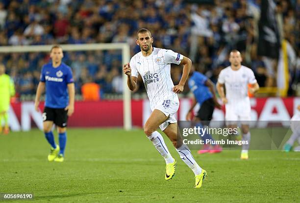 Islam Slimani of Leicester City during the Champions League tie between Club Brugge and Leicester City at Jan Breydel Stadium on September 14, 2016...