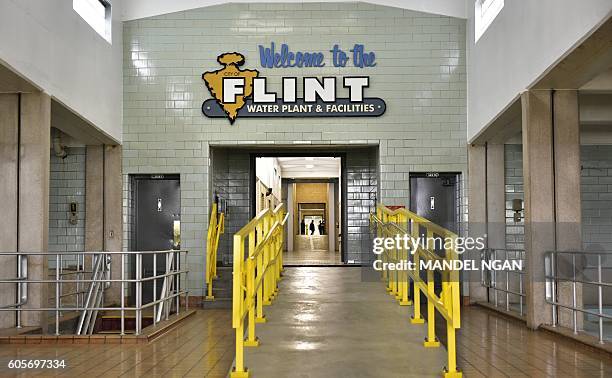 The interior of the Flint water plant is seen on September 14, 2016 in Flint, Michigan. / AFP / MANDEL NGAN