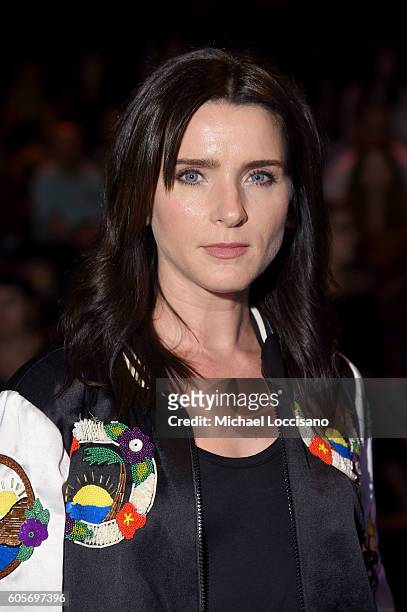 Michele Hicks attends the Anna Sui fashion show during New York Fashion Week: The Shows at The Arc, Skylight at Moynihan Station on September 14,...