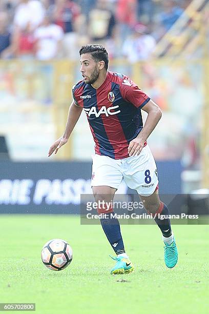 Saphir Taider of Bologna FC in action during the Serie a match between Bologna FC and Cagliari Calcio at Stadio Renato Dall'Ara on September 11, 2016...