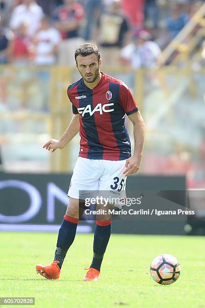 Vasilis Torosidis of Bologna FC in action during the Serie a match between Bologna FC and Cagliari Calcio at Stadio Renato Dall'Ara on September 11,...