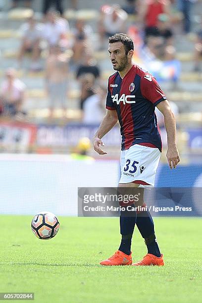 Vasilis Torosidis of Bologna FC in action during the Serie a match between Bologna FC and Cagliari Calcio at Stadio Renato Dall'Ara on September 11,...