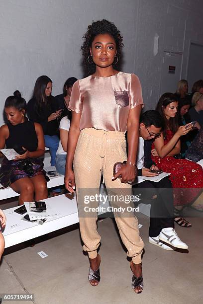 Patina Miller attends the Georgine fashion show during New York Fashion Week September 2016 at The Gallery, Skylight at Clarkson Sq on September 14,...