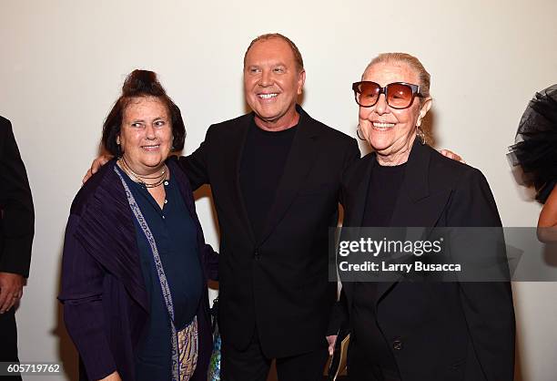 Designer Michael Kors and guests backstage at the Michael Kors Spring 2017 Runway Show during New York Fashion Week at Spring Studios on September...