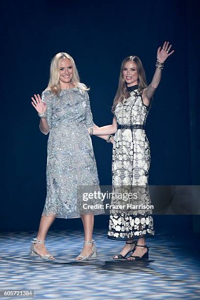 Designers Keren Craig and Georgina Chapman walk the runway at the Marchesa fashion show during New York Fashion Week: The Shows at The Dock, Skylight...