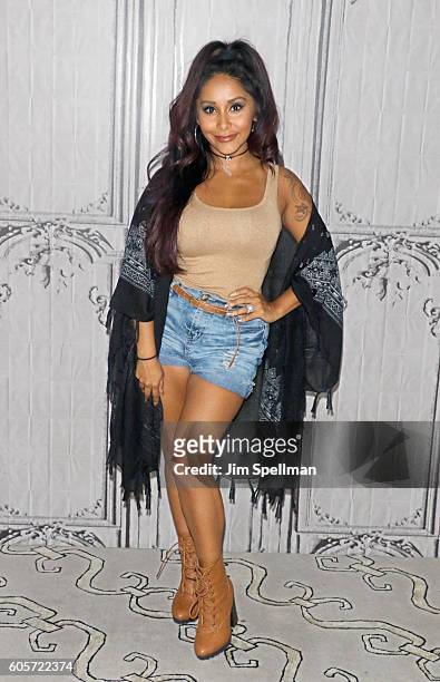 Personality Nicole "Snooki" LaVall attend The BUILD Series to discuss their new Awestruck show "Moms With Attitude" at AOL HQ on September 14, 2016...