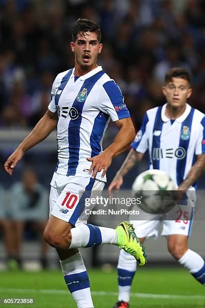 Porto's Portuguese forward Andre Silva in action during the UEFA Champions League Group G, match between FC Porto and FC Kobenhavn, at Dragao Stadium...
