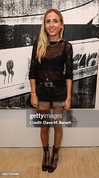 Angelica Mandy attends a private view of 'Stutter', a new exhibition by Kingsley Ifill at The Cob Gallery on September 14, 2016 in London, England.