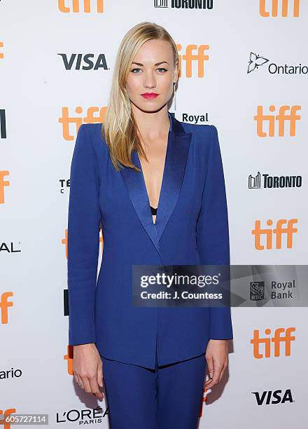 Actress Yvonne Strahovski attends the 2016 Toronto International Film Festival Premiere of "All I See Is You" at the Princess of Wales Theatre on...