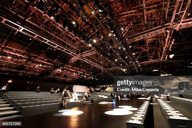 View of The Dock before the beginning of a fashion show at New York Fashion Week: The Shows at Skylight at Moynihan Station on September 14, 2016 in...