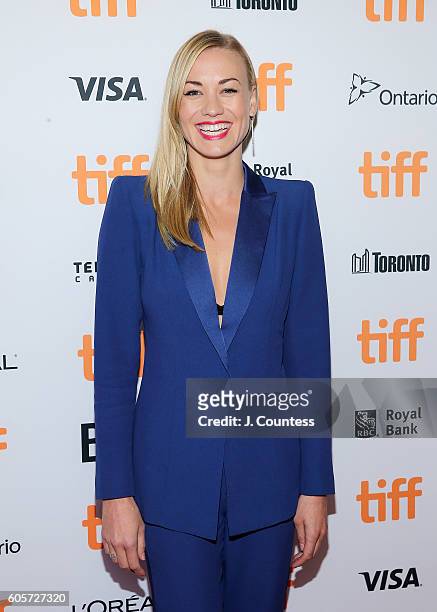 Actress Yvonne Strahovski attends the 2016 Toronto International Film Festival Premiere of "All I See Is You" at the Princess of Wales Theatre on...