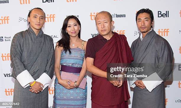 Producer Pawo Choyning Dorji, actress Sadon Lhamo, director Khyentse Norbu and actor Tshering Dorji attend the 'Hema Hema: Sing Me A Song While I...