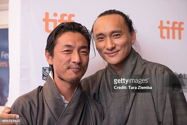 Actor Tshering Dorji and producer Pawo Choyning Dorjii attend the 'Hema Hema: Sing Me A Song While I Wait' premiere during the Toronto International...