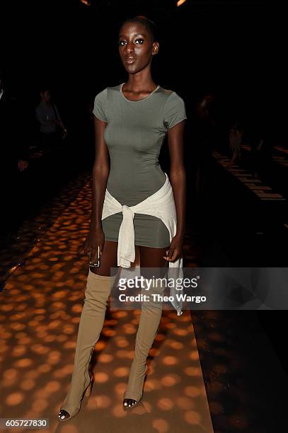 Zeta Morrison attends the Marchesa fashion show during New York Fashion Week: The Shows at The Dock, Skylight at Moynihan Station on September 14,...