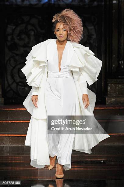 Model walks the runway Dair by Odair Pereira at Art Hearts Fashion NYFW The Shows presented by AIDS Healthcare Foundation at The Angel Orensanz...