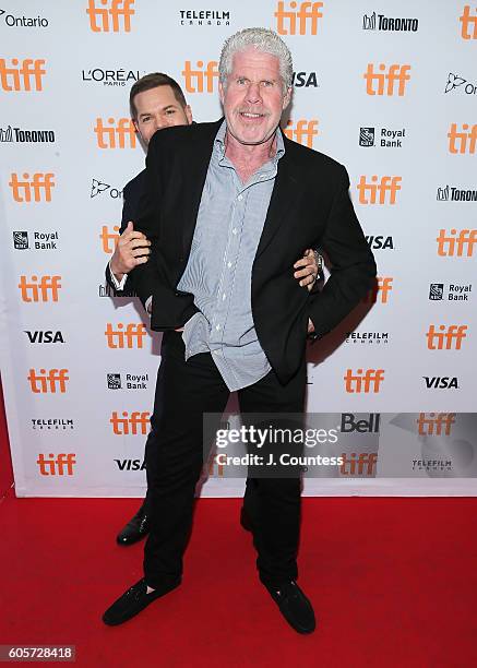 Actor Wes Chatham and executive producer Ron Perlman attend the 2016 Toronto International Film Festival Premiere of "All I See Is You" at the...