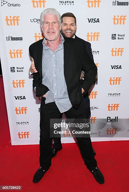 Actor Wes Chatham and executive producer Ron Perlman attend the 2016 Toronto International Film Festival Premiere of "All I See Is You" at the...