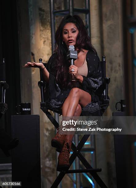 Nicole "Snooki" Polizzi attends Build Series to discuss their new show "Moms With Attitude" at AOL HQ on September 14, 2016 in New York City.