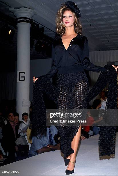 Christy Turlington at the Todd Oldham Spring 1993 show circa 1992 in New York City.