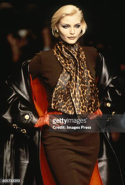Nadja Auermann at the Christian Dior Fall 1995 show circa 1995 in Paris, France.
