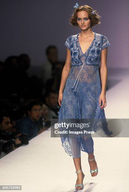 Amber Valletta at the Anna Sui Spring 1997 show circa 1996 in New York City.