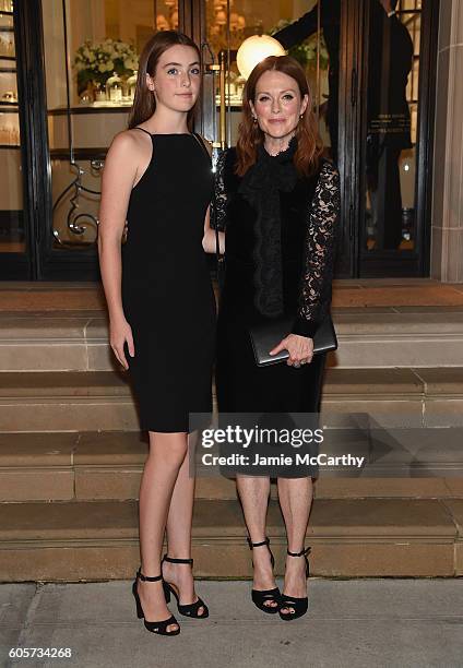 Liv Freundlich and Julianne Moore attend the Ralph Lauren fashion show during New York Fashion Week: The Shows at Ralph Lauren Madison Avenue Store...