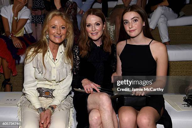 Ricky Lauren, Julianne Moore and Liv Freundlich attends the Ralph Lauren fashion show during New York Fashion Week: The Shows at Ralph Lauren Madison...