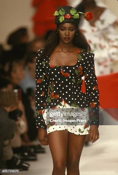 Naomi Campbell at the Patrick Kelly Spring 1989 show circa 1988 in Paris, France.