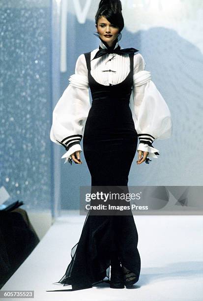 Helena Christensen at the Claude Montana Spring 1996 show circa 1995 in Paris, France.