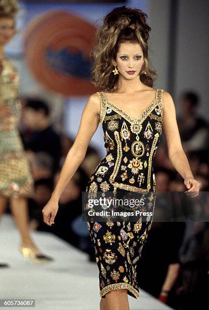 Christy Turlington at the Todd Oldham Spring 1993 show circa 1992 in New York City.