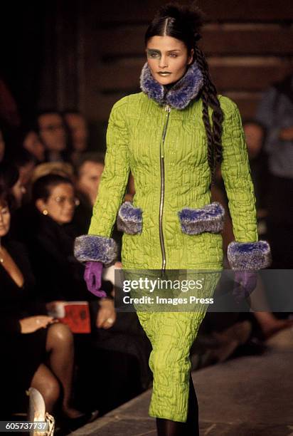 Helena Christensen at the Jean Paul Gaultier Fall 1995 show circa 1995 in Paris, France.