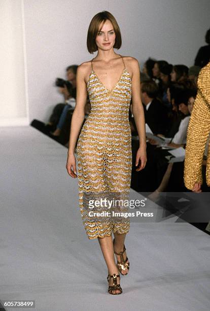 Amber Valletta at the Isaac Mizrahi Spring 1997 show circa 1996 in New York City.