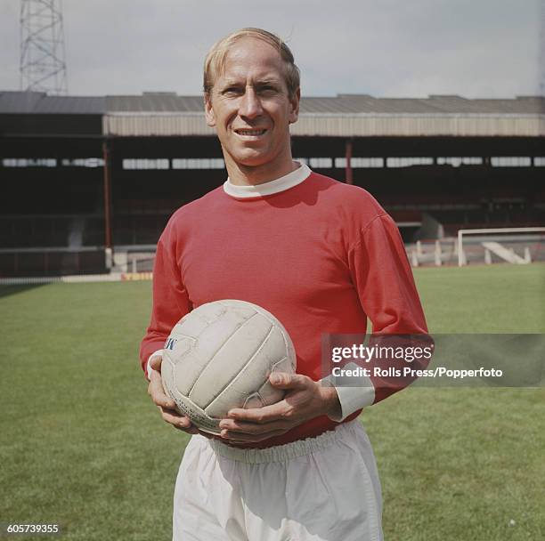 English footballer and midfielder with Manchester United, Bobby Charlton pictured at Old Trafford stadium in Manchester in July 1968.