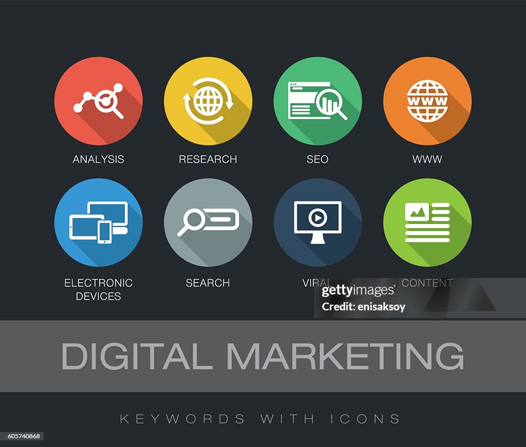 Digital Marketing keywords with icons