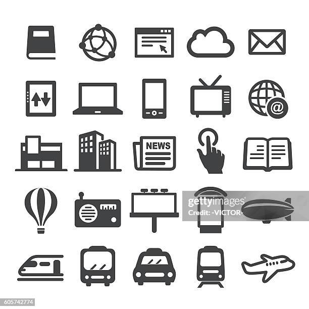 stockillustraties, clipart, cartoons en iconen met advertising media icons - smart series - abribus