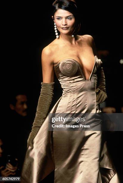 Helena Christensen at the Valentino Fall 1995 show circa 1995 in Paris, France.