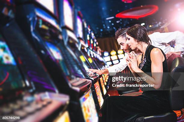 we have win the jackpot at the casino - casino worker stockfoto's en -beelden