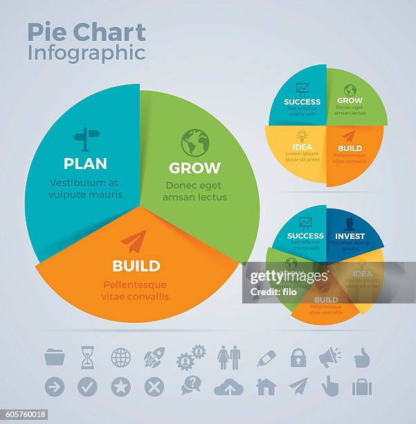 パイチャートのインフォグラフィック - 四つ点のイラスト素材／クリップアート素材／マンガ素材／アイコン素材