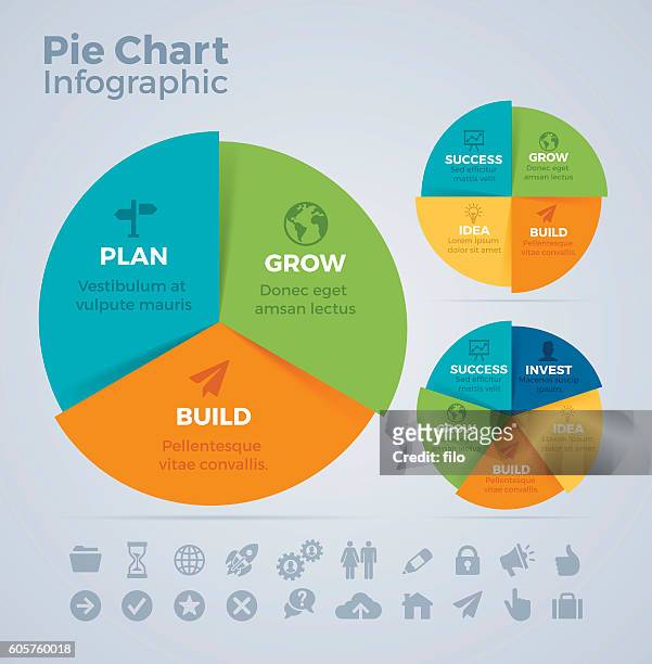 pie chart infographic - infographic stock illustrations
