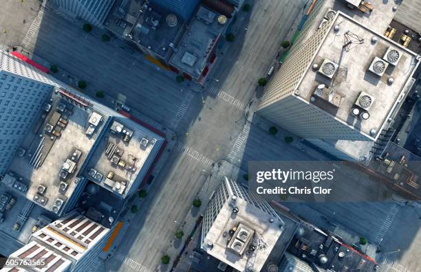 aerial view of new york city intersection, new york, united states - ニューヨーク　空撮 ストックフォトと画像
