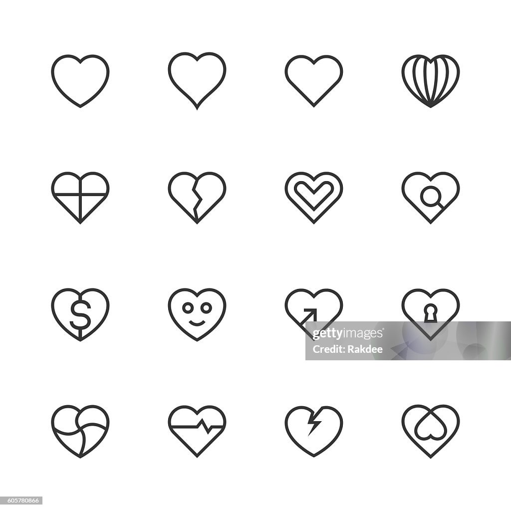 Heart Icon Set 1 - Line Series