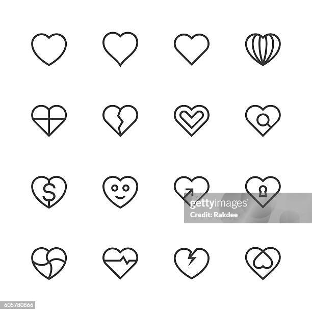 heart icon set 1 - line series - dollar sign key stock illustrations